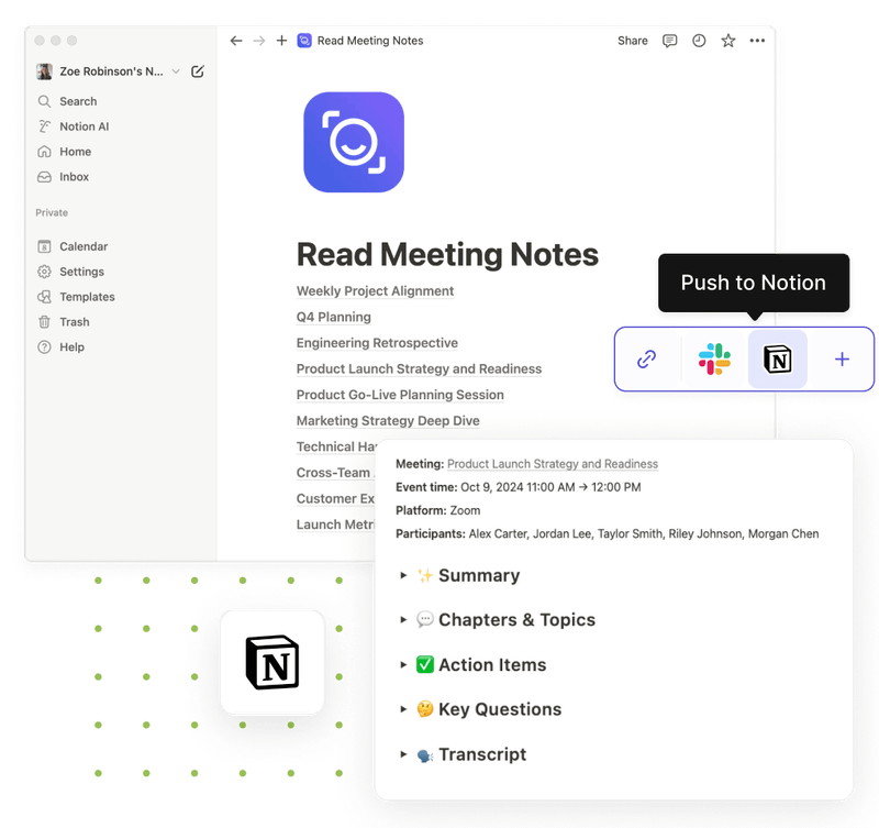 Notion Integration for Read AI Meeting Notes, Summaries, Action Items ...